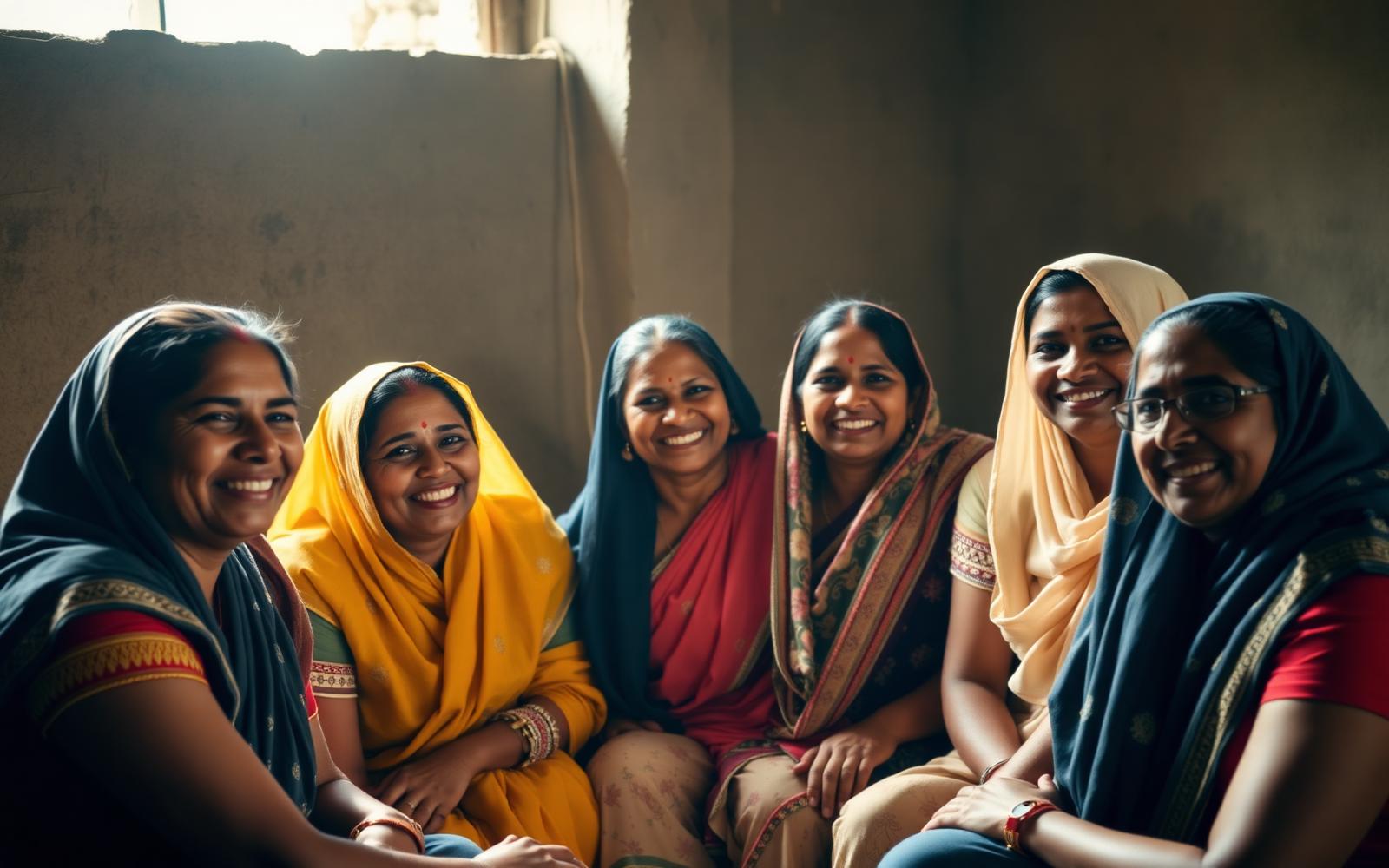 Rural Indian women in a self-help group meeting